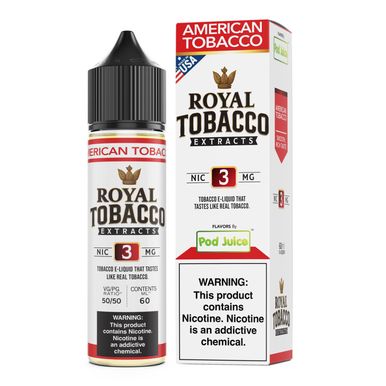 American Tobacco Pod Juice x Royal Tobacco Extracts 60mL with packaging