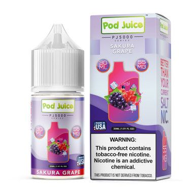 Sakura Grape by Pod Juice TFN PJ5000 Series Salt 30mL with Packaging