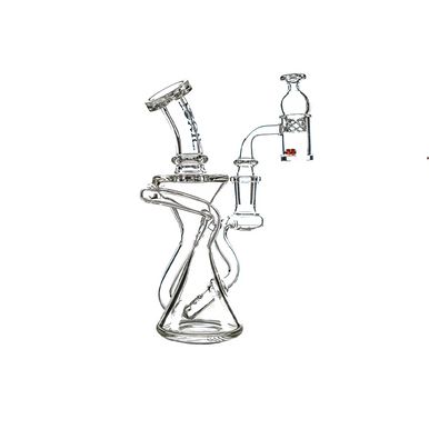 MKGlass TX60 Toxic Double Cyclone Recycler 7″ Water Pipe Clear