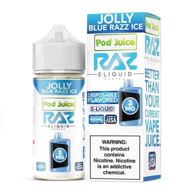 Jolly Blue Razz Ice Pod Juice x RAZ 100mL with packaging