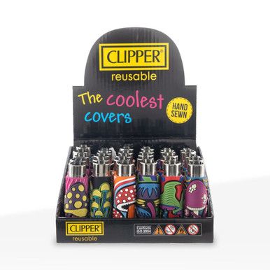 Clipper (DSPLY 30pc)(Lighter) CP11R Reusable Classic Large assorted mushroom packaging