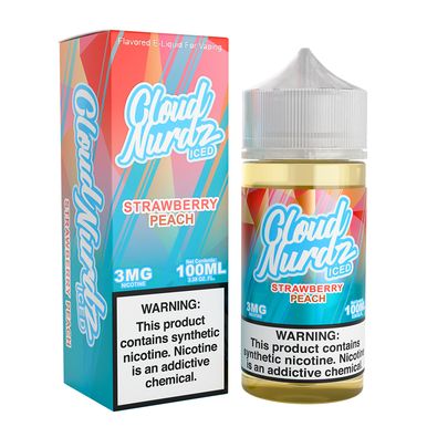 Strawberry Peach Ice Cloud Nurdz 100mL with packaging