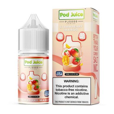 Strawberry Mango by Pod Juice TFN PJ5000 Salt Series E-Liquid 30mL with Packaging