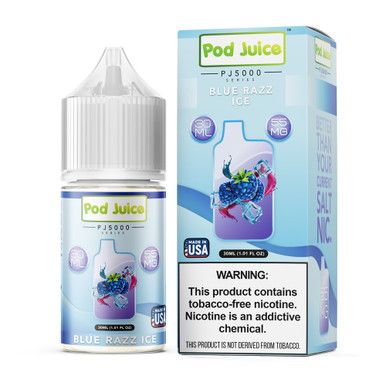 Blue Razz Ice by Pod Juice TFN PJ5000 Series Salt 30mL with Packaging