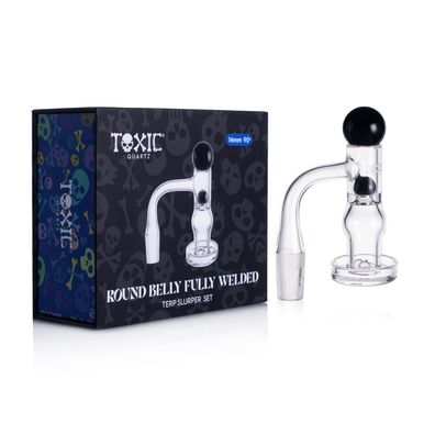 MKGlass (Banger) TXQB2 Toxic Quartz 14MM 90° Round Belly Fully Welded Terp Slurper Set with packaging