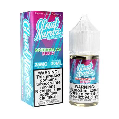 Watermelon Berry Iced Cloud Nurdz TFN Salts 30mL with packaging