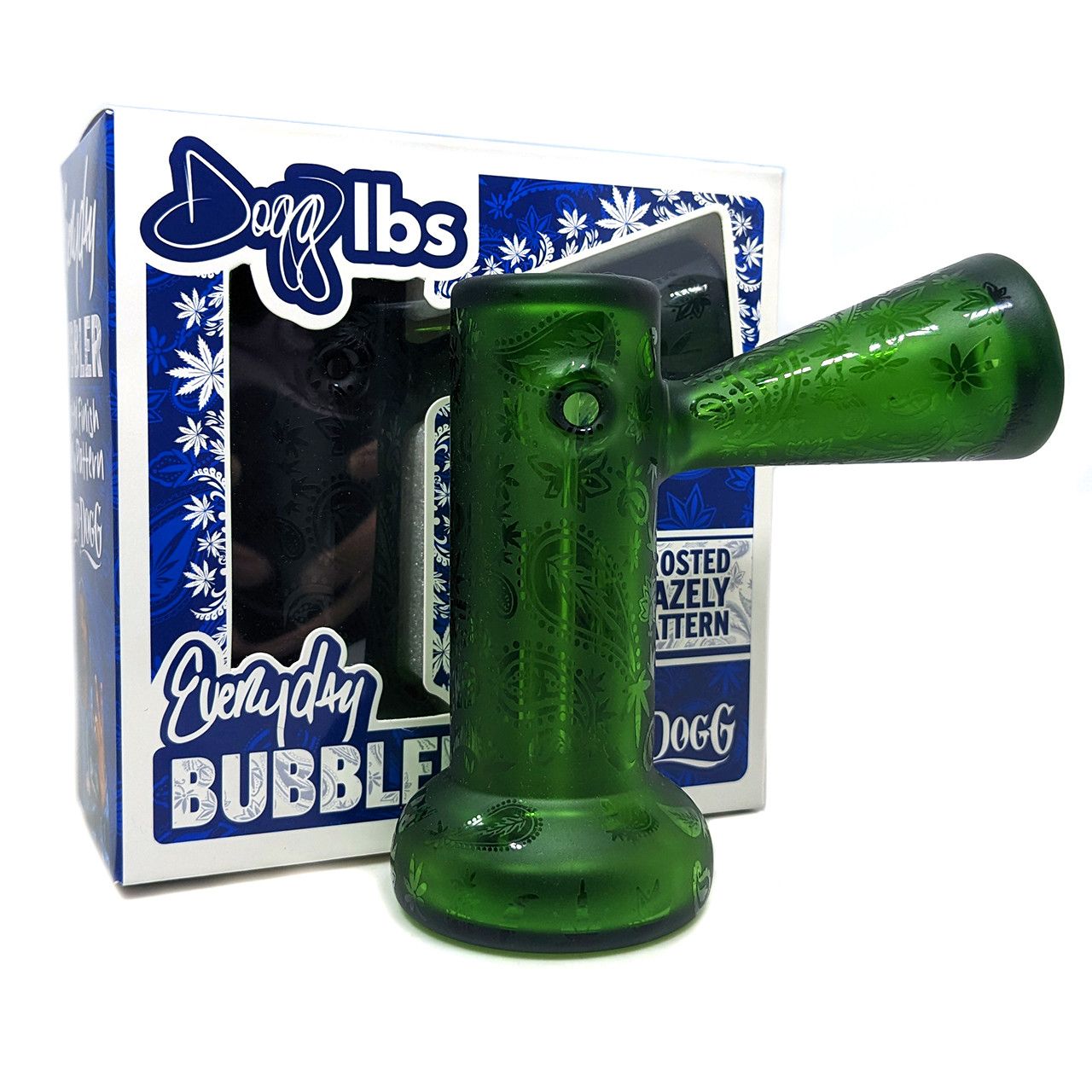 Dogg Lbs (Hand Pipe) DLHP0026-0029 4.5" Frosted Hazely Bubbler green with packaging