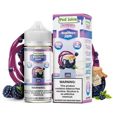 Pod Juice TFN Series 100mL - Blue Razz Jam with Packaging