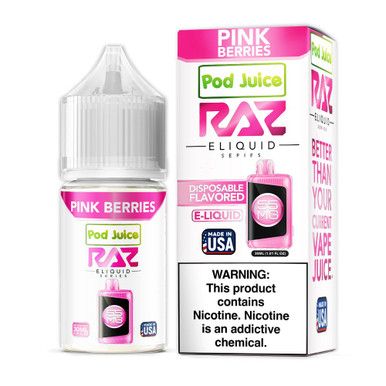 Pink Berries Pod Juice x RAZ Salts 30ml with Packaging