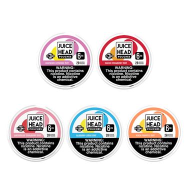 Juice Head Nicotine Pouches 6-12mg 20ct Can - 5ct Pack Group Photo