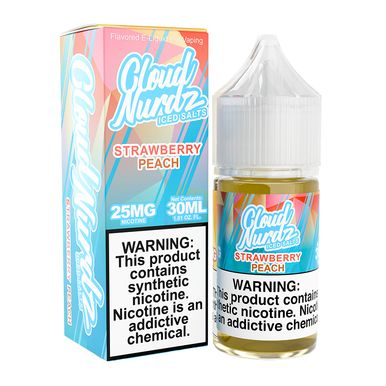 Strawberry Peach Ice Cloud Nurdz Salts 30mL with packaging