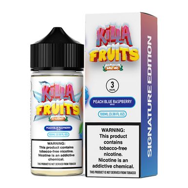 Peach Blue Raspberry on Ice by Killa Fruits Signature TFN Series 100mL with packaging