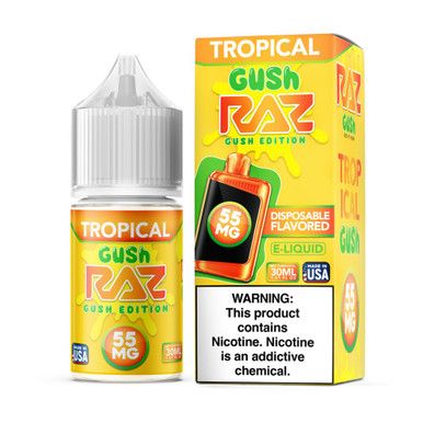 Tropical Gush Pod Juice x RAZ Salts 30mL with packaging
