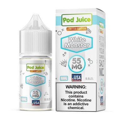 White Monstar Pod Juice Salts 30mL with packaging