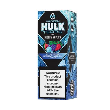 Frozen Blue Razz Straw-Melon Chew Might Vapors Hulk Tears Salts 30mL packaging