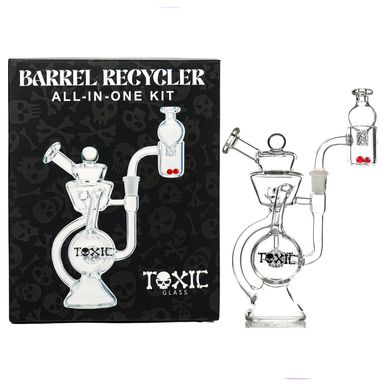 MKGlass TX99 Toxic Barrel Recycler Glass Water Pipe with packaging