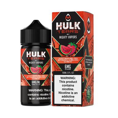 Watermelon Straw Melon Chew by Mighty Vapors Hulk Tears E-Juice (100mL)(Freebase) with packaging