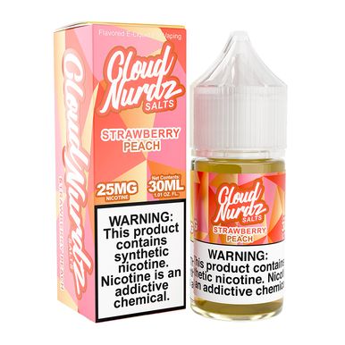 Strawberry Peach Cloud Nurdz Salts 30mL with packaging