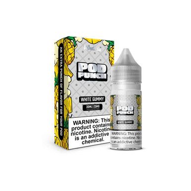 White Gummy Vapetasia Pod Punch Salts 30mL with packaging