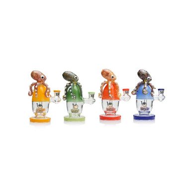 Lookah 7.5” Cute Unique Percolator Octopus Glass Bong (WPC1224YL) group photo