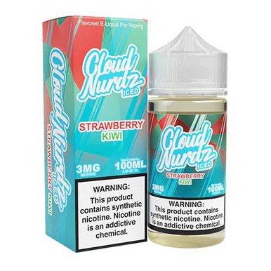 Strawberry Kiwi Iced By Cloud Nurdz E-Liquid TF-Nic 100mL with packaging