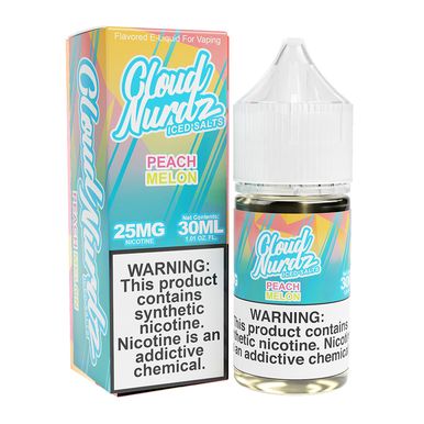 Peach Melon Ice Cloud Nurdz Salts 30mL with packaging