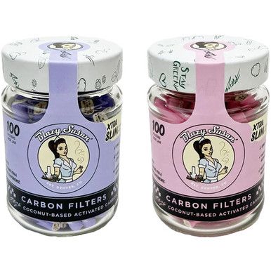 Blazy Susan - Purize Carbon Filter Tips - Xtra Slim Tips (100ct Jar/10pk Display) Group Photo
