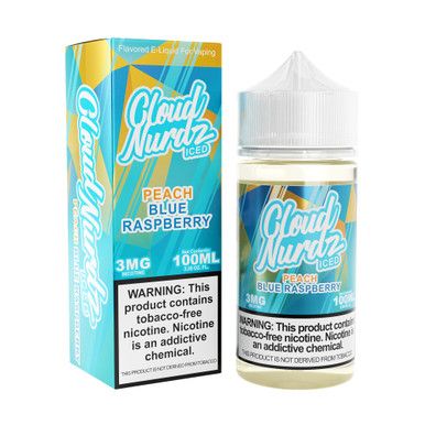 Peach Blue Raspberry Iced Cloud Nurdz TFN 100mL with packaging