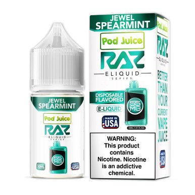 Jewel Spearmint Pod Juice x RAZ Salts 30mL with Packaging