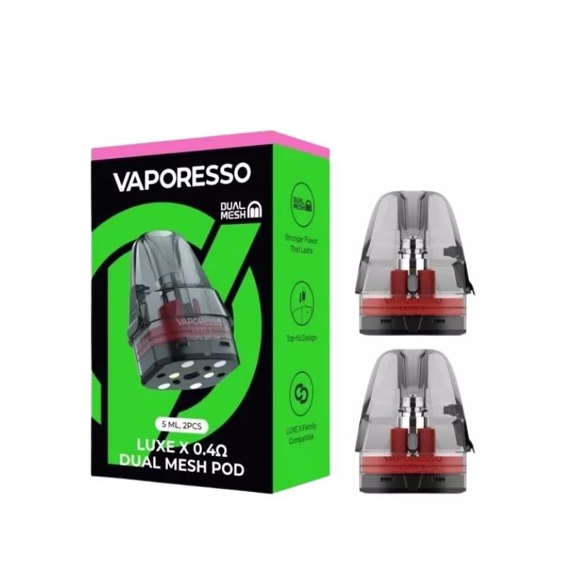 Vaporesso LUXE X Replacement Pods (2-Pack) dual mesh 0.4ohm with packaging