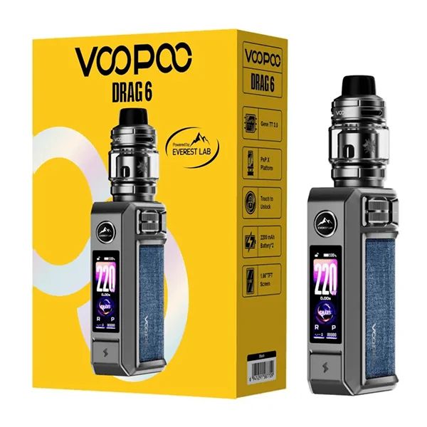 Voopoo Drag 6 Starter Kit metal grey with packaging