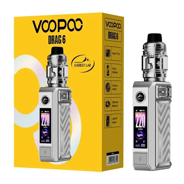 Voopoo Drag 6 Starter Kit silver with packaging